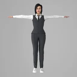 Woman Formal Check Suit Rigged