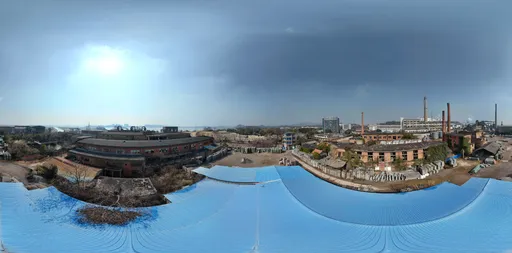 Abandoned factory bluesky clouds