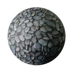 High-resolution PBR river stone texture for 3D modeling and rendering, suitable for Blender and other software.