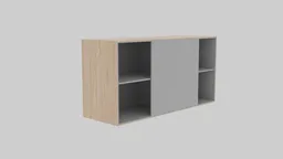 Realistic 3D model of a modern cabinet with sliding doors, designed for Blender, perfect for interior design rendering.
