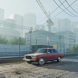 Mercedes in construction site street