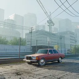 Mercedes in construction site street