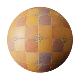 Handcrafted Mexican terracotta tile texture for PBR rendering in Blender 3D applications.