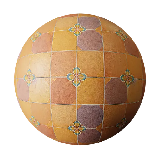 Handcrafted Mexican terracotta tile texture for PBR rendering in Blender 3D applications.