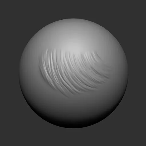 3D sculpting brush creating realistic fur texture on model surface, compatible with Blender 3D sculpting tools.