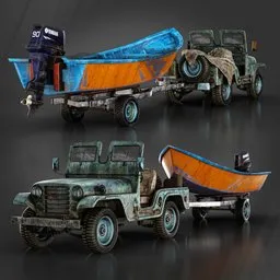 Jeep And Boat
