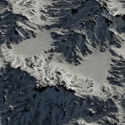 Realistic 3D model of snow-covered mountain terrain, optimized for Blender rendering, perfect for winter scenes.