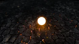 Cracked Lava Ground with Glowing Sphere