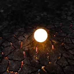 Cracked Lava Ground with Glowing Sphere