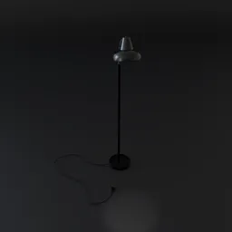 Realistic 3D-rendered tall table lamp with sleek design and round top, created in Blender for digital modeling.