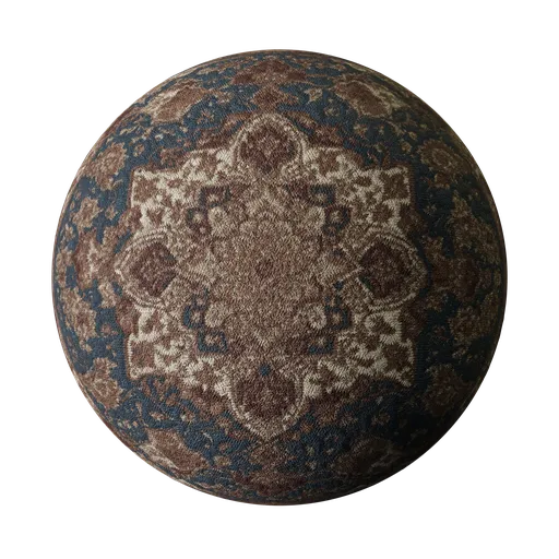 High-resolution 4K PBR texture of Persian style carpet for 3D modeling and rendering in Blender and other software.