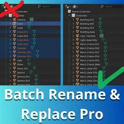 Batch Rename & Replace Pro Blender addon