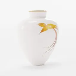 Detailed porcelain vase 3D model with floral design, compatible with Blender for graphic artists.