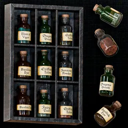 Wall Potion Rack with Bottles