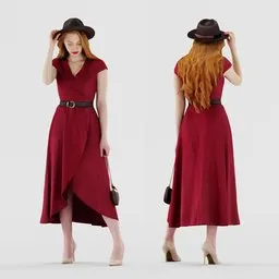 Redhead Girl in а red dress