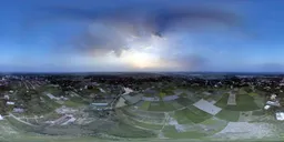 Sunset Aerial View Over Farmlands