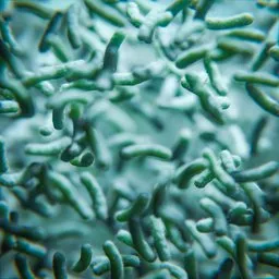 Detailed close-up of intricate 3D-modeled bacteria for professional Blender rendering in an indoor setting.