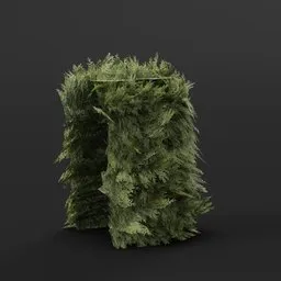 Detailed Blender 3D model of a lush green hedge corner for enhancing game environments and 3D landscapes.