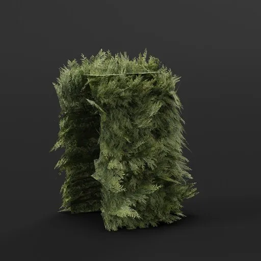 Detailed Blender 3D model of a lush green hedge corner for enhancing game environments and 3D landscapes.