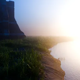 Ancient Ruins by the Serene River