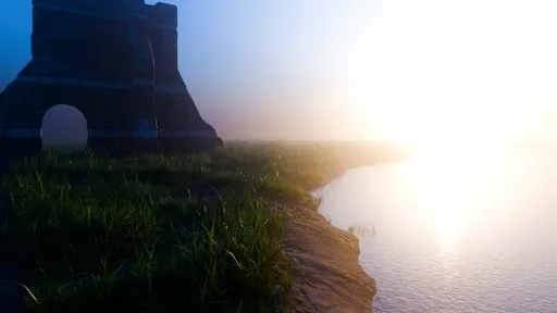 Ancient Ruins by the Serene River