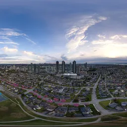 Cloudy Sunset Cityscape Buildings