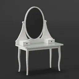 Boudoir white round mirror