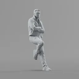 Lowpoly Male Leans on wall