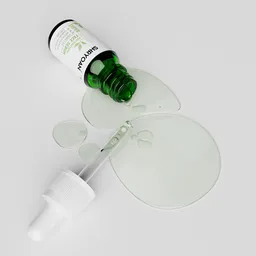 Matcha serum with liquid drops