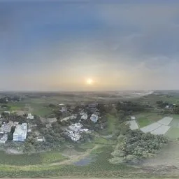 Sunset Over Countryside & City