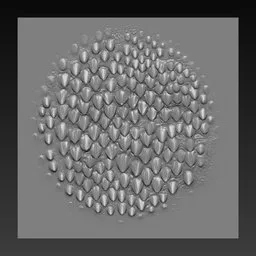 3D sculpting brush tool for creating detailed reptile skin textures in Blender 3D models.