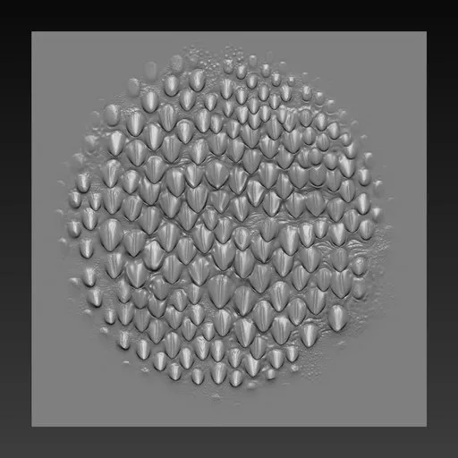 3D sculpting brush tool for creating detailed reptile skin textures in Blender 3D models.