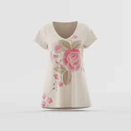 Vintage Rose Graphic V-Neck Tee