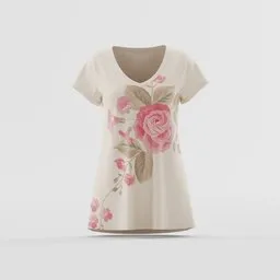 Vintage Rose Graphic V-Neck Tee