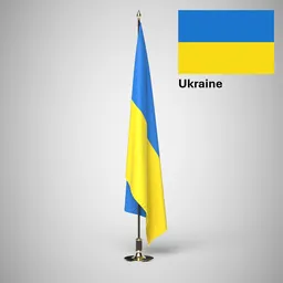 Ukraine Ceremonial flag on stand