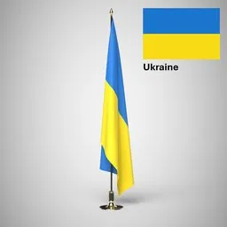 Ukraine Ceremonial flag on stand