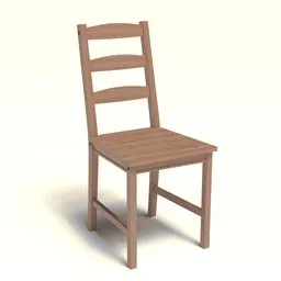 Wooden 3D model chair with a contemporary design, compatible with Blender for realistic rendering.