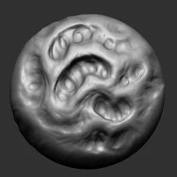 3D sculpting brush for detailed creature skin textures and anatomy, compatible with Blender for character modeling.