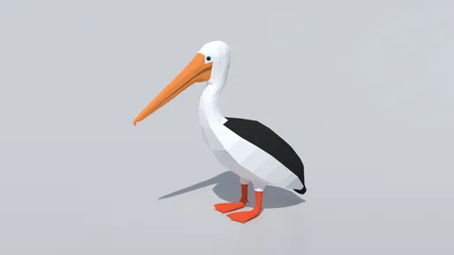 3D low poly pelican model optimized for Blender, CG visualization, featuring separate meshes for body and eyes.