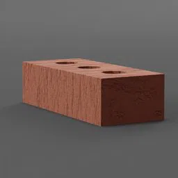 Realistic 3D model of a textured red brick for architectural visualization in Blender.