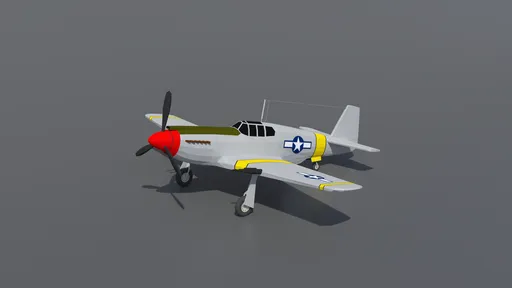 Detailed low-poly P-51 Mustang 3D model suitable for Blender renderings and aviation visualizations.
