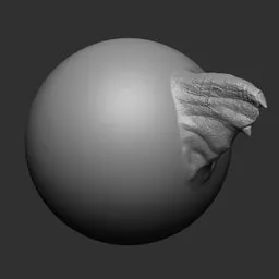 3D sculpting brush creating detailed fin texture on a model surface, suitable for dragon detailing in Blender 3D.