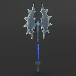 Hand-painted low-poly 3D axe model with ornate details for game and AR/VR design.