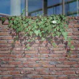 Realistic 3D ivy model draped over brick ledge, suitable for detailed game environments and Blender 3D scenes.