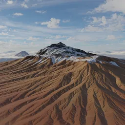 Detailed 3D model of a snowy mountain terrain for Blender rendering.