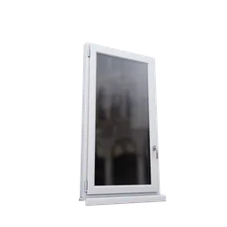 High-res 3D model of a single-hung PVC window, rendering ready for architectural visualization in Blender.