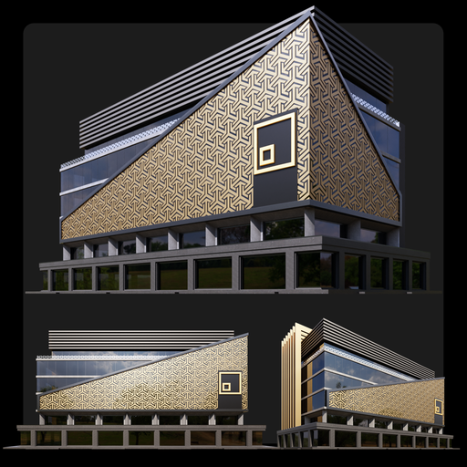 Modern Building With Geometric Form | FREE Commercial Buildings Models ...