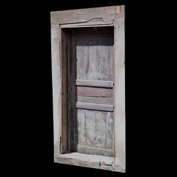 Detailed 3D model of a vintage wooden door with red brick frame for Blender, high-res 8k texture.