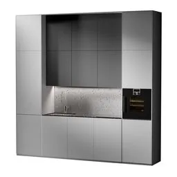 Detailed 3D kitchen cabinet render with modern appliances for interior design visualization in Blender.