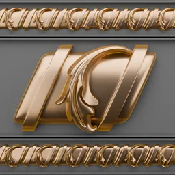 High-quality golden 3D trim brush ornament for efficient detailing in 3D modeling and Blender projects.